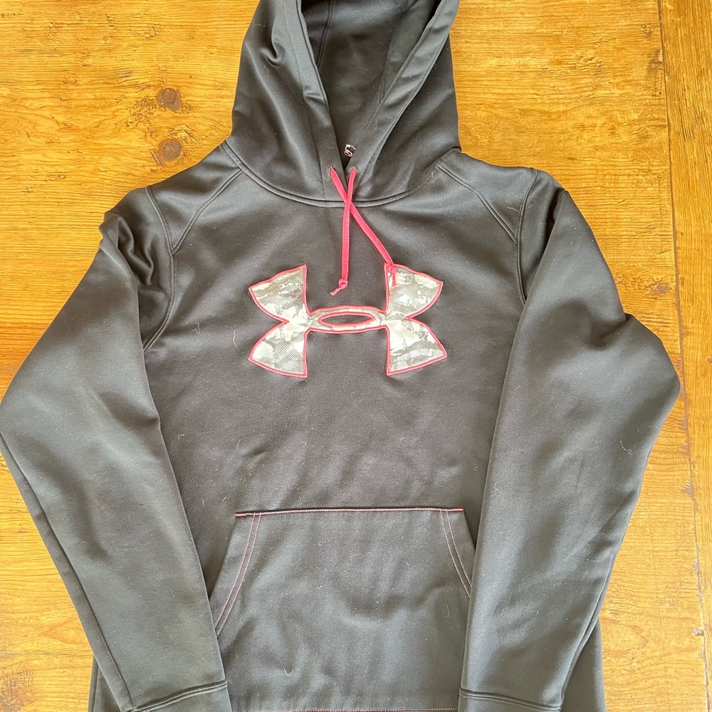 Women’s Under Armour Black and Pink w/ Snow Camo Logo Hoodie Size S